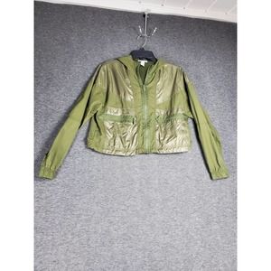 Womens XS Forever 21 Green Lightweight Cropped Long Sleeve Jacket